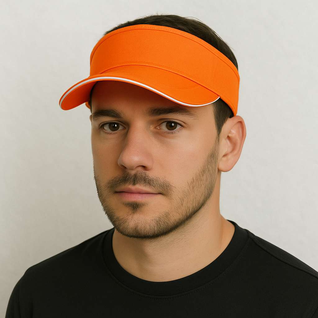 Un homme porte laCasquette Visière Golf Orange