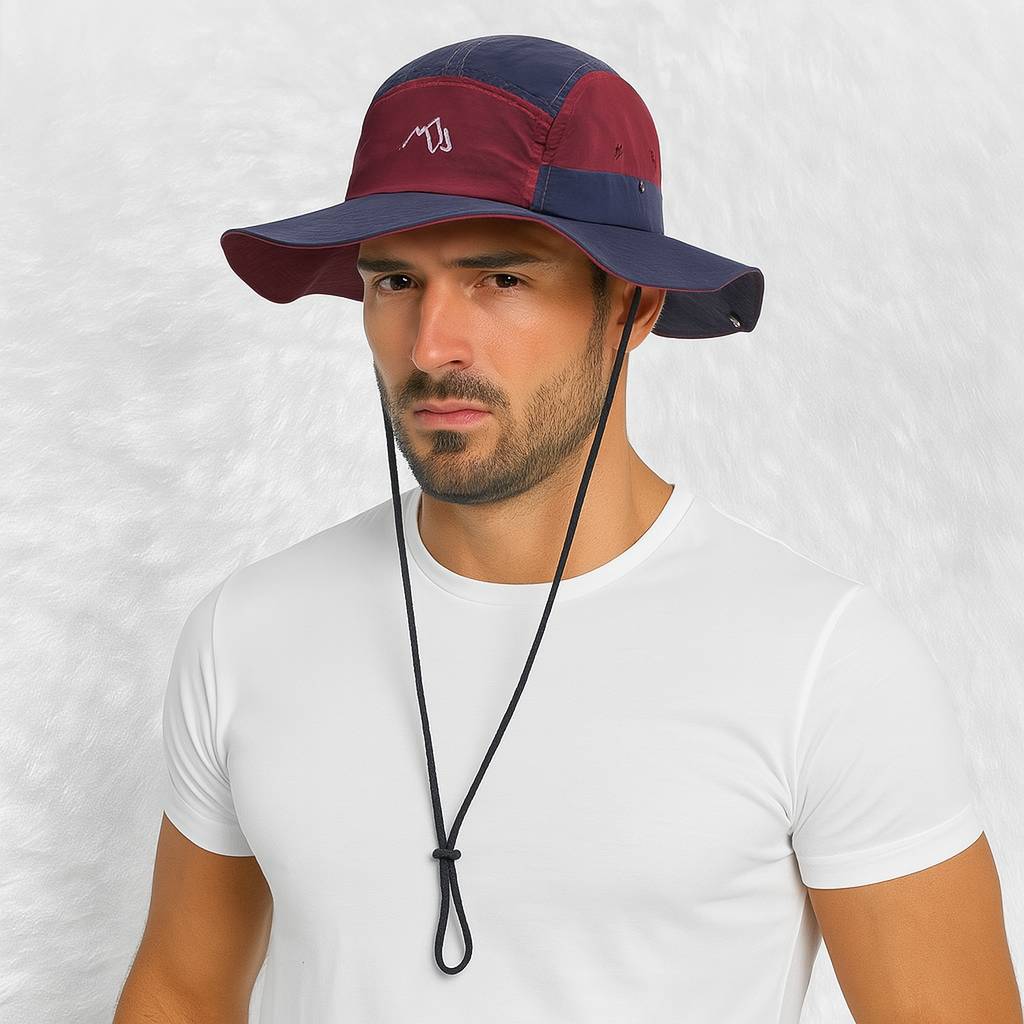 Un homme porte le Chapeau Bob Randonnée Outdoors bleu