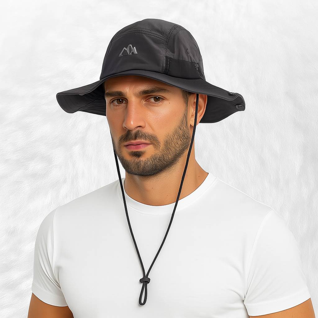 Un homme porte le Chapeau Bob Randonnée Outdoors gris
