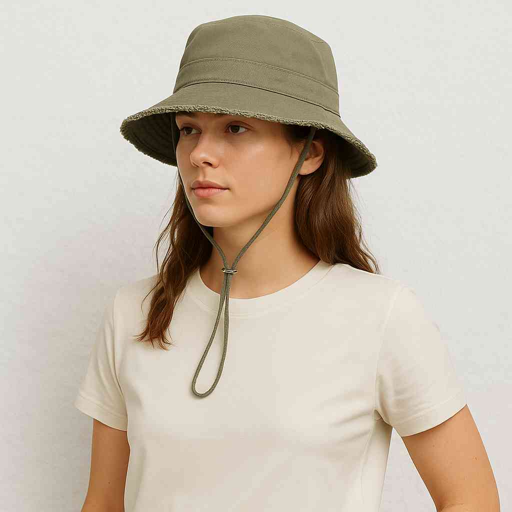 Une femme porte le Chapeau Femme Été Vert