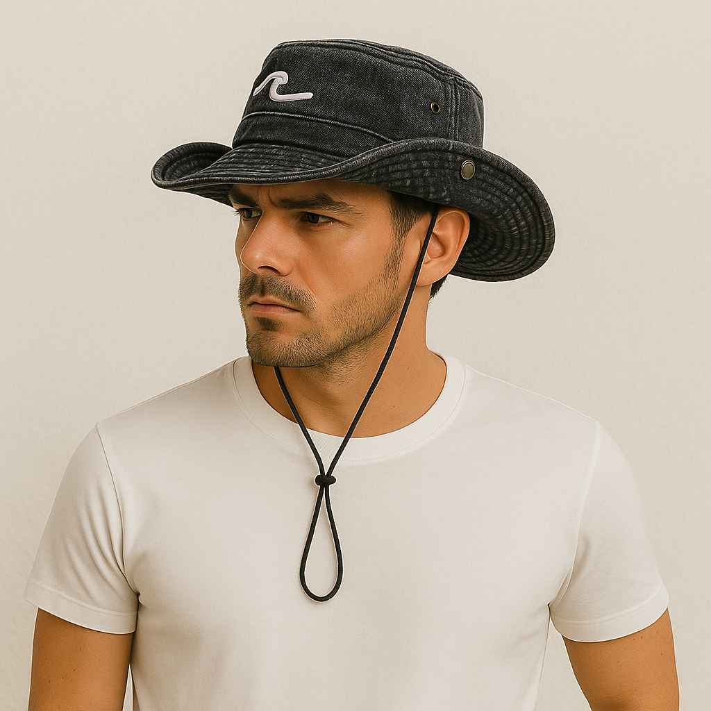 Un homme porte le Chapeau Homme Été Noir