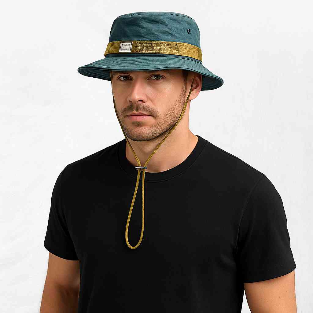 Un homme porte le Chapeau Safari Bleu