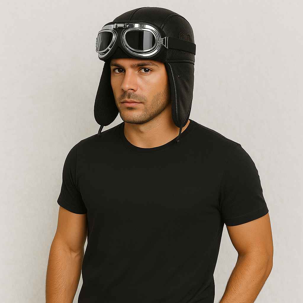 Un homme porte le Chapka Lunettes noir