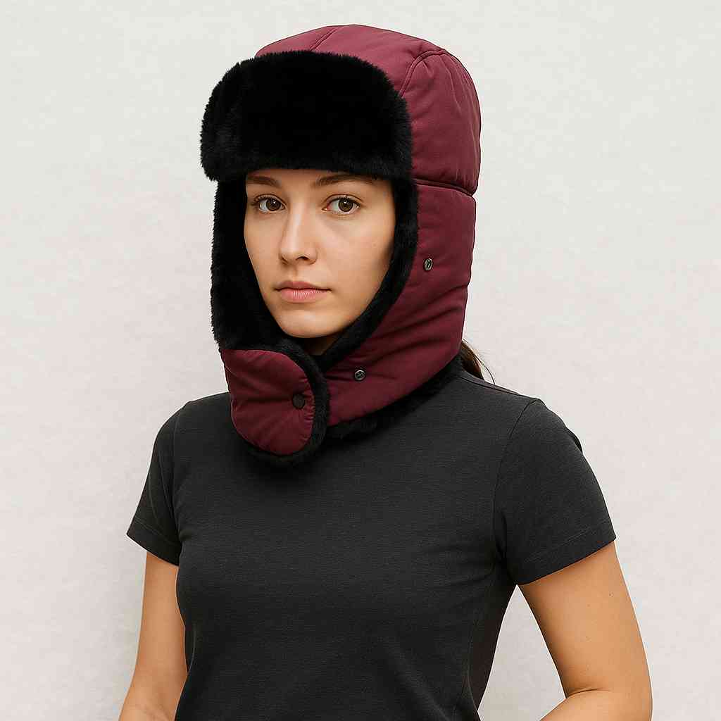 Une femme porte le Chapka Ski Mauve