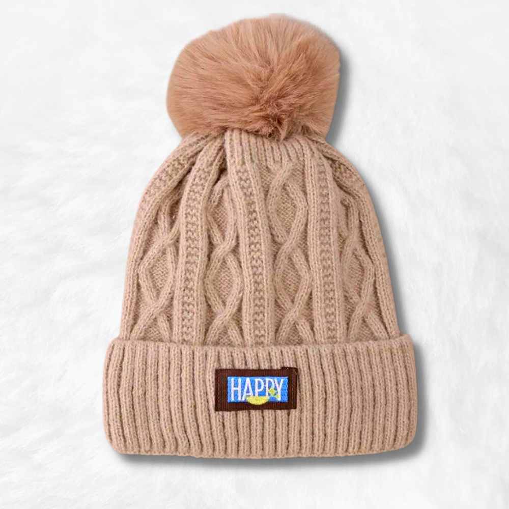 Bonnet Pompon Beige.