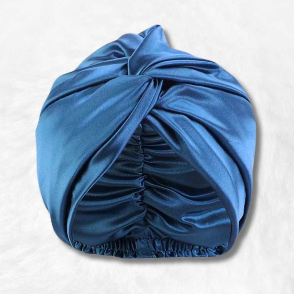 Bonnet de Nuit Satin Bleu.