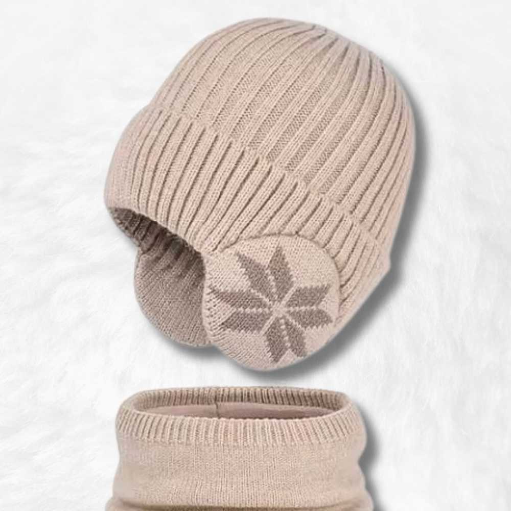 Bonnet Enfant avec Écharpe Beige