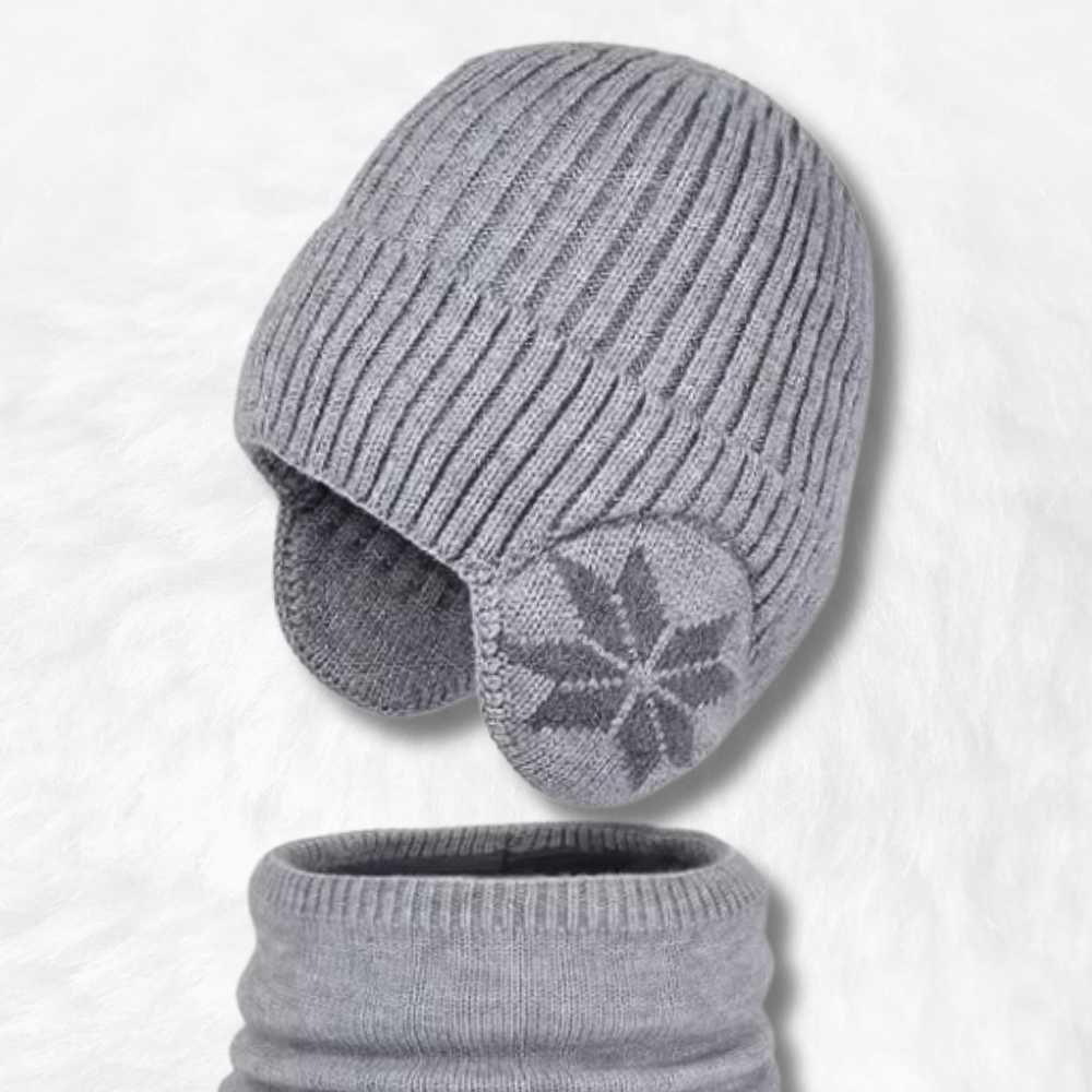 Bonnet Enfant avec Écharpe Gris Clair