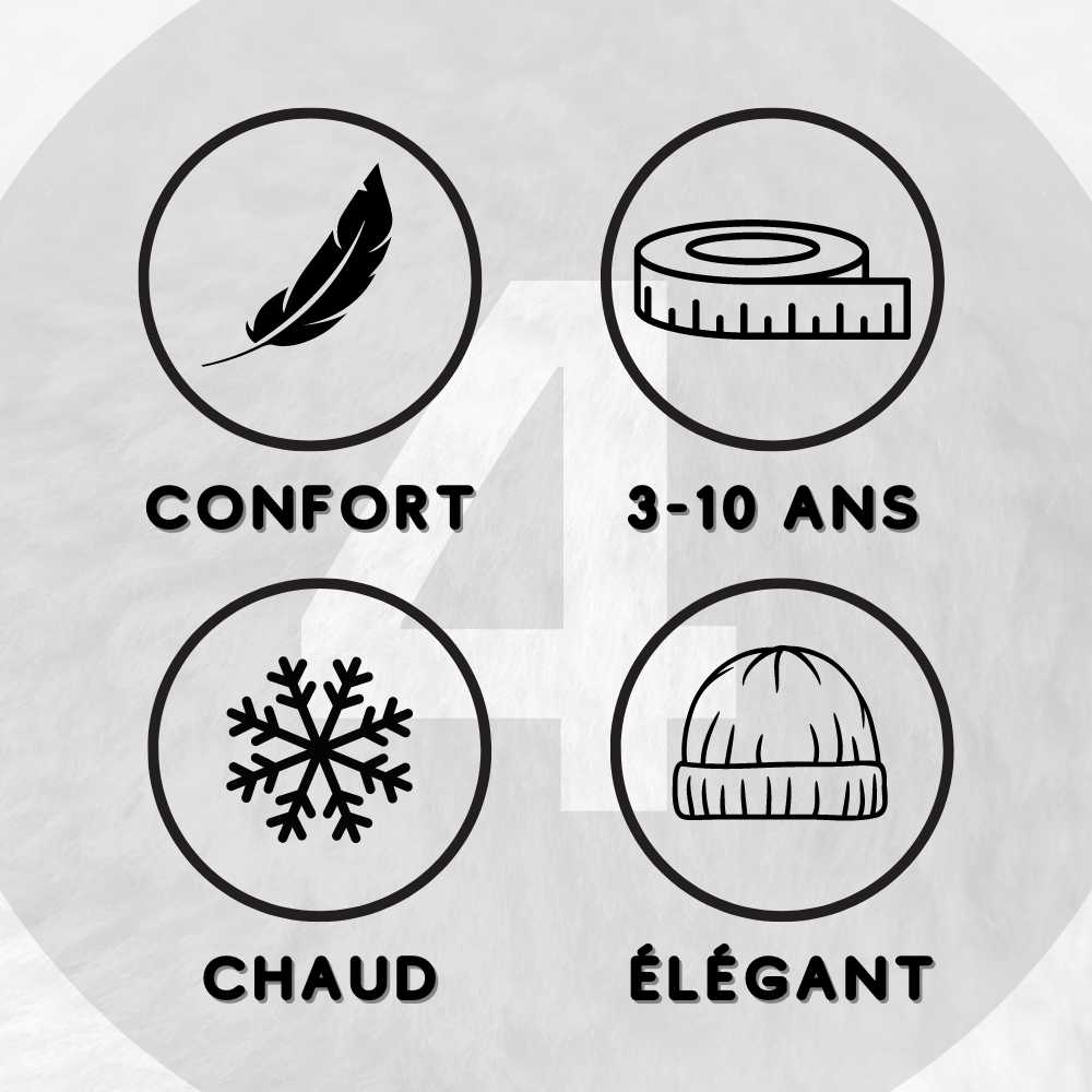 Bonnet Enfant avec Écharpe marron en 4 points