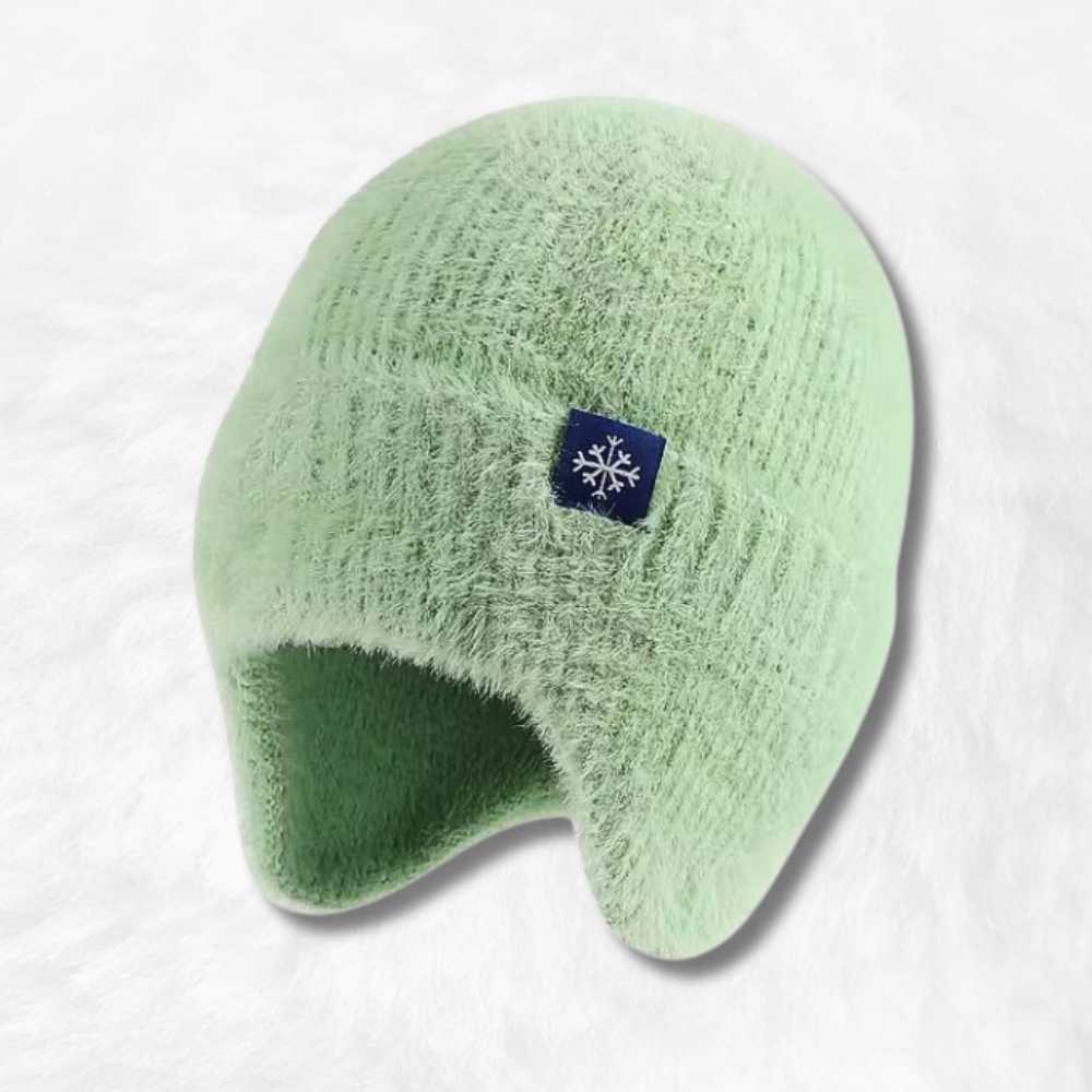 Bonnet Cache Oreille en Laine Vert