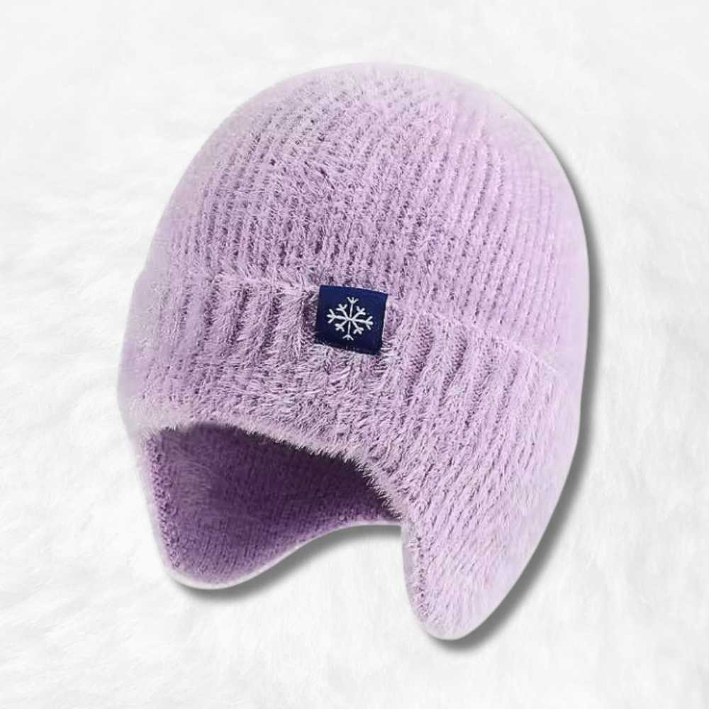 Bonnet Cache Oreille en Laine Violette