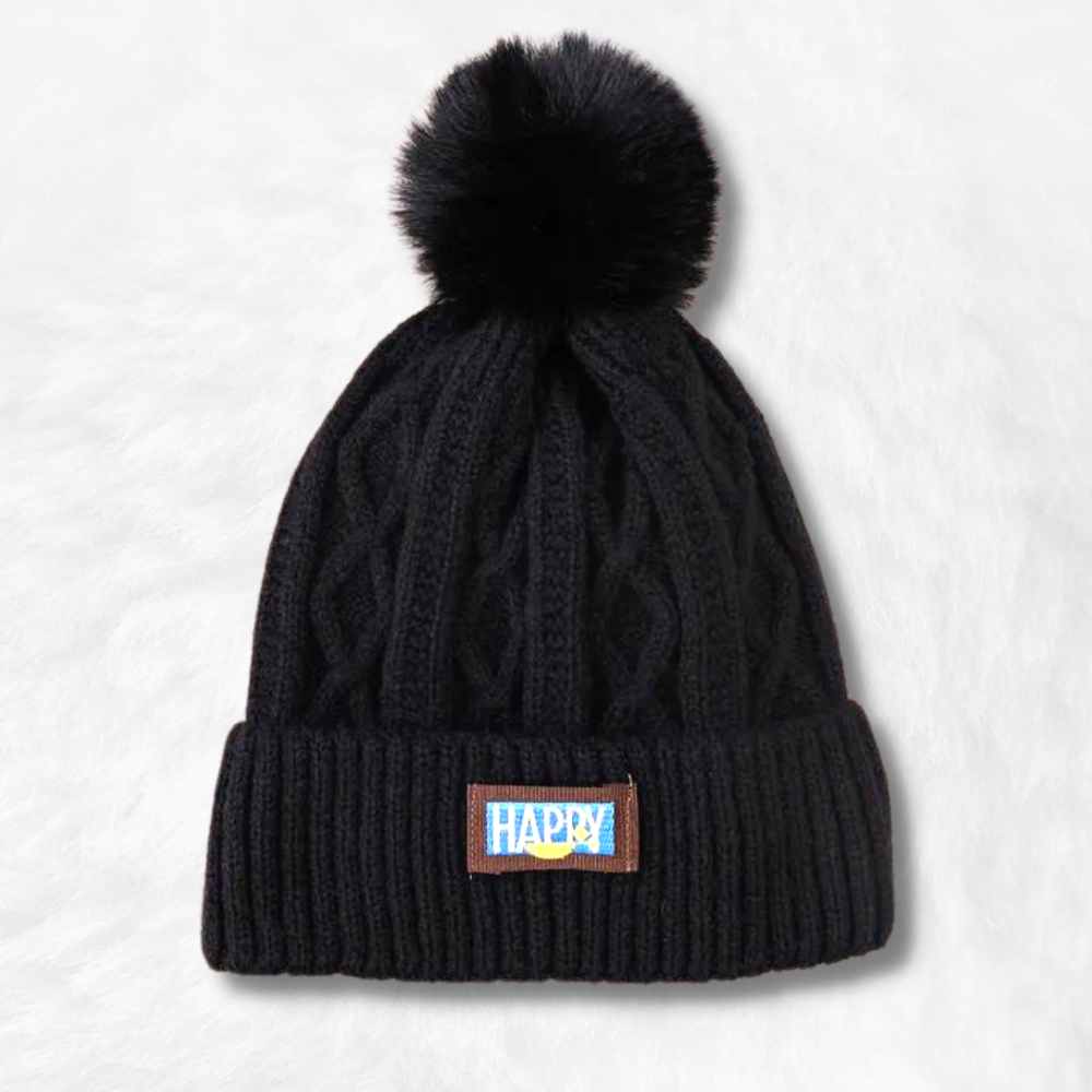 Bonnet Noir avec Pompon.