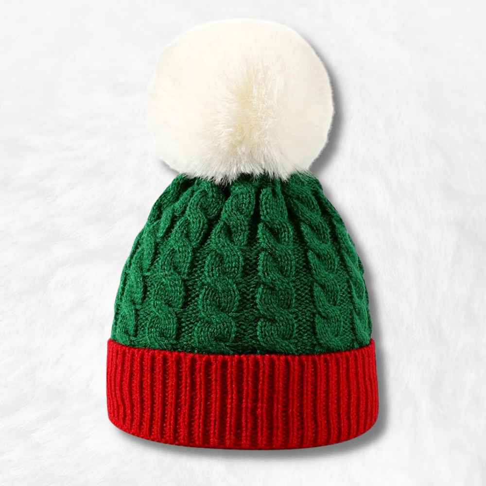Bonnet Pompon Rouge Vert.