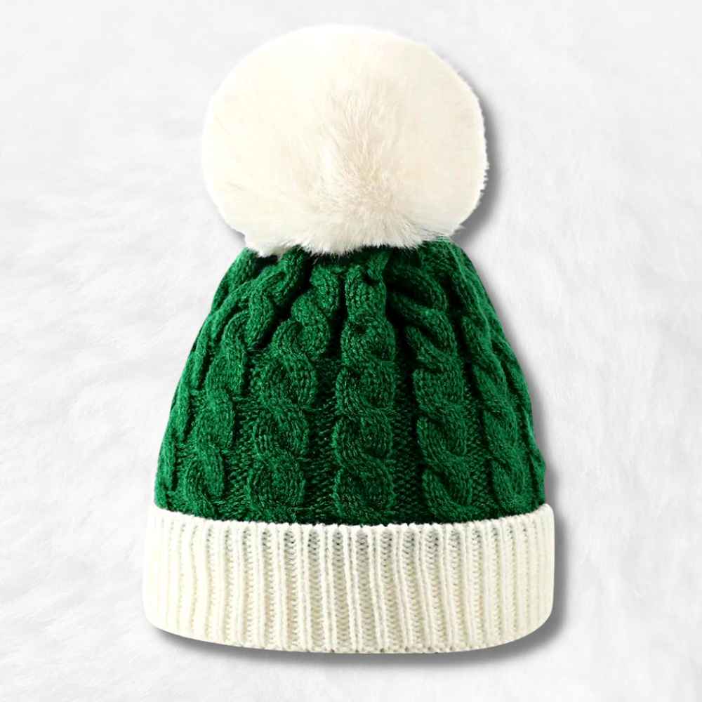 Bonnet avec Pompon Vert.