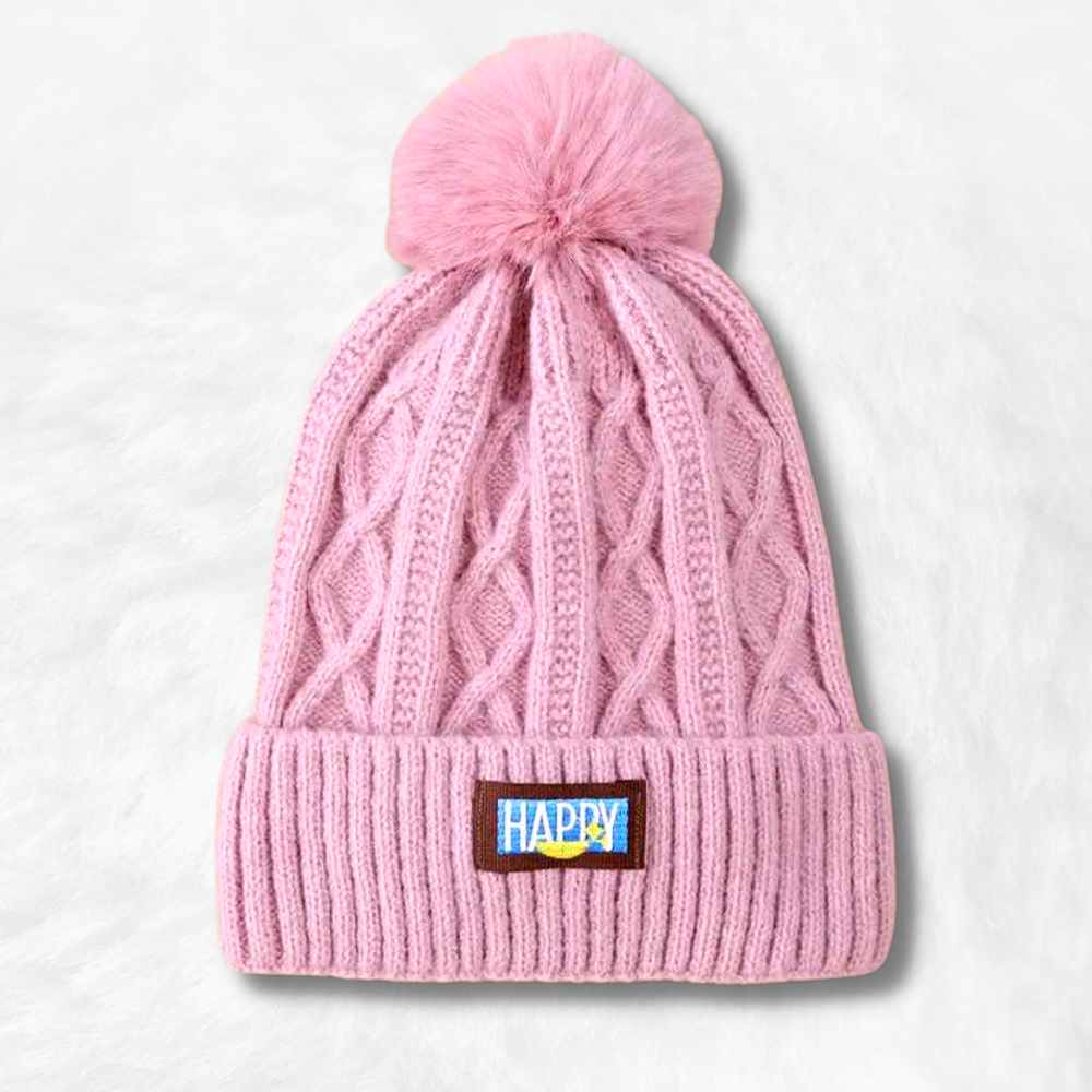 Bonnet Rose avec Pompon.