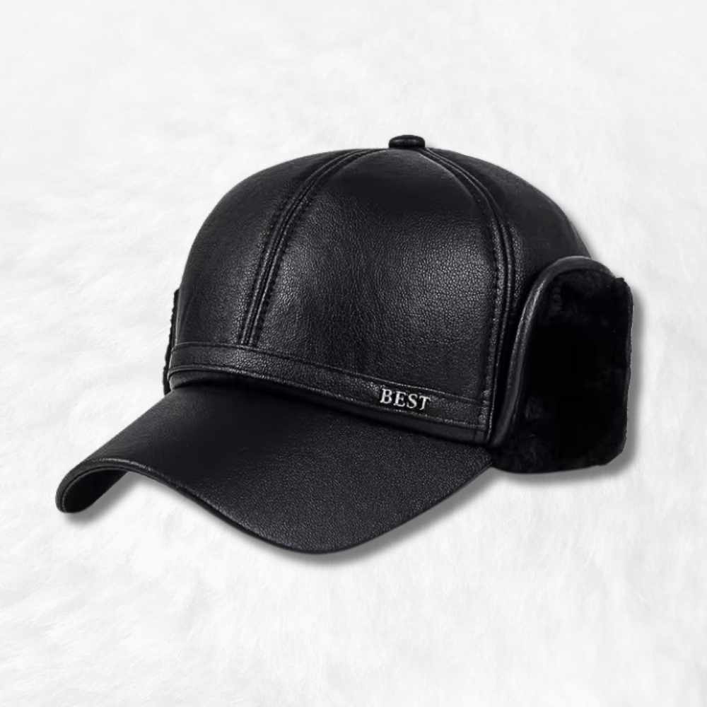 Casquette Chapka Cuir végane noir