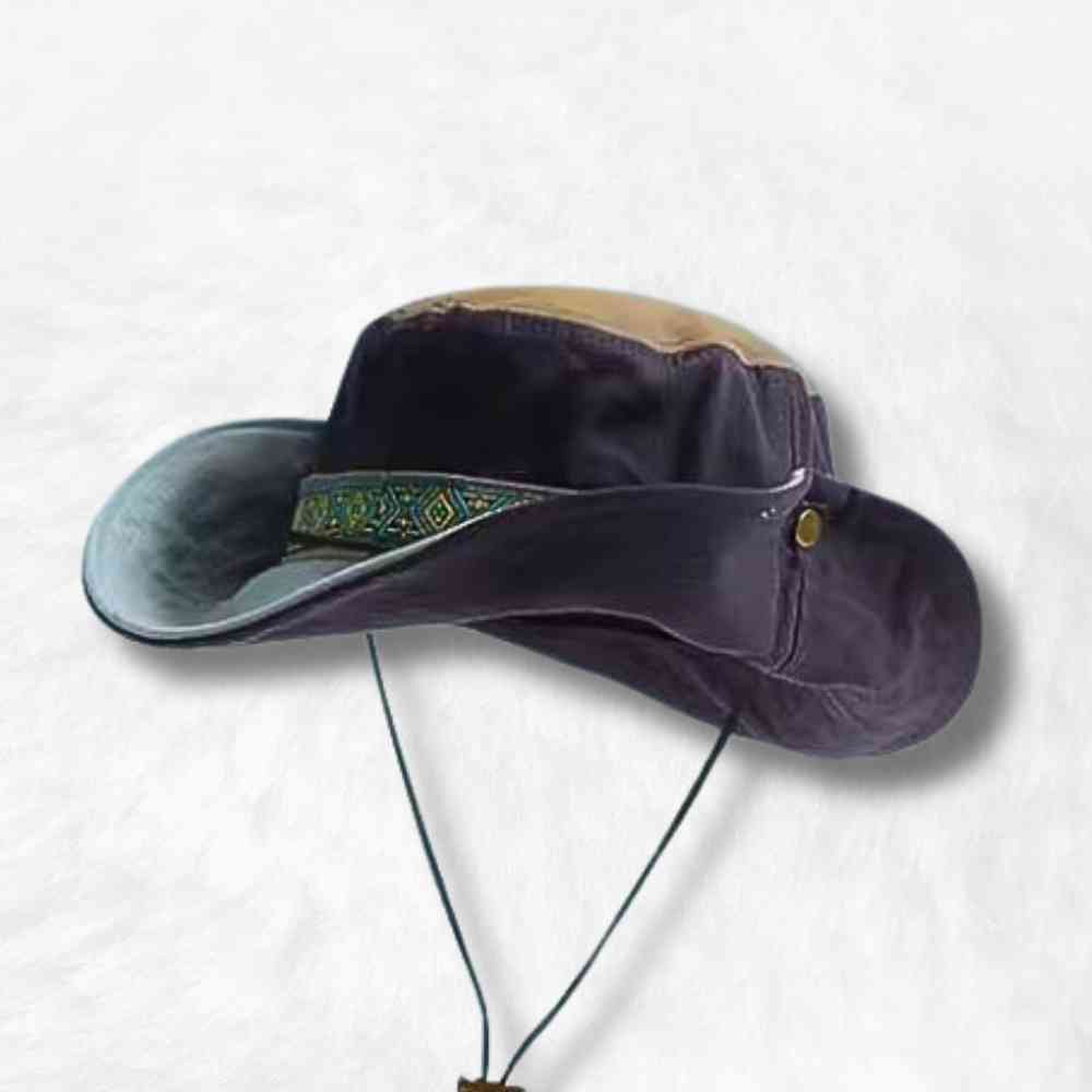Chapeau Bob Randonnée ethnique bleu à bord pliable