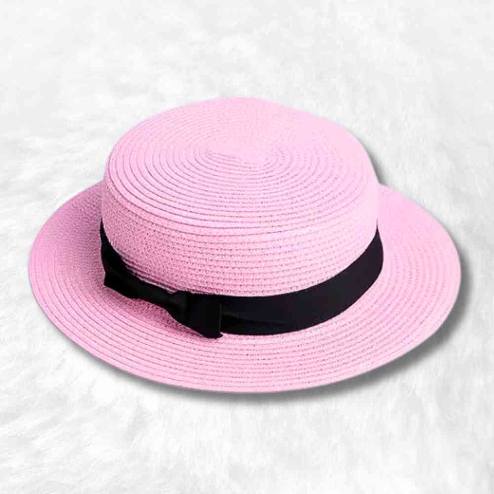 Chapeau Canotier de Paille rose