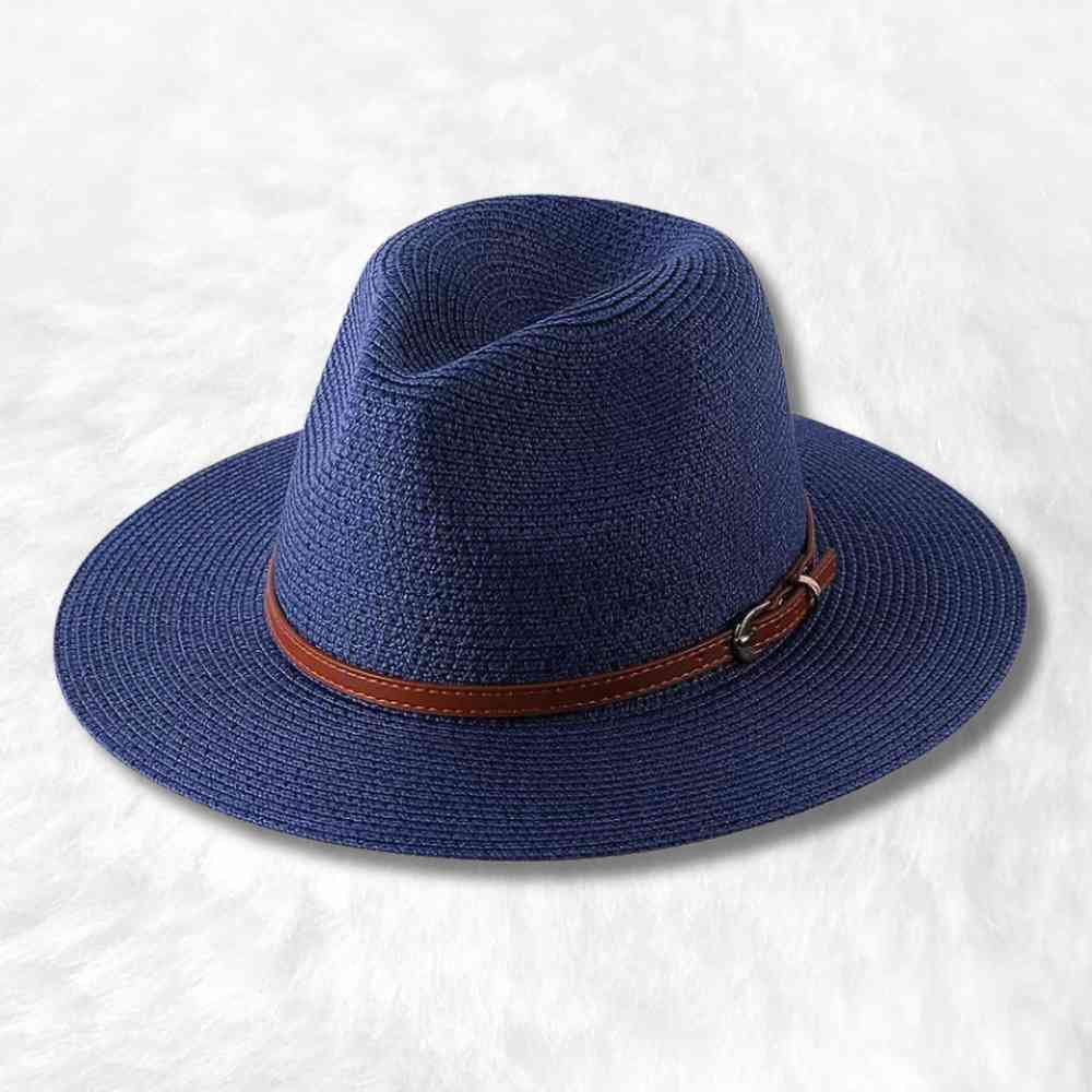 Chapeau de Paille Fedora Femme marine