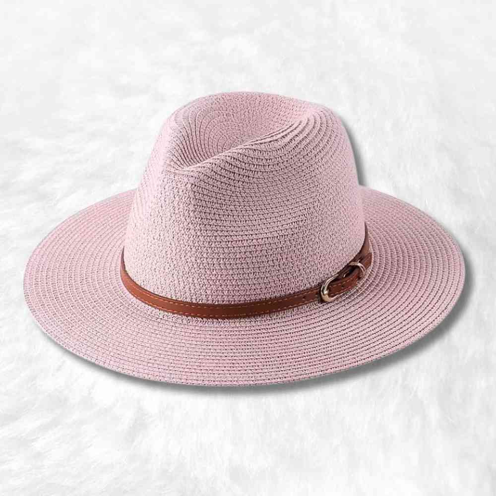 Chapeau de Paille Fedora Femme rose
