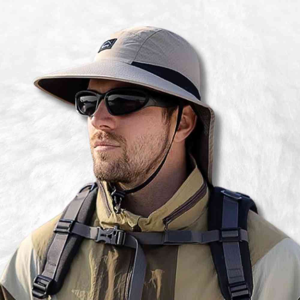 Un homme portant le Chapeau Bob Protège Nuque taupe