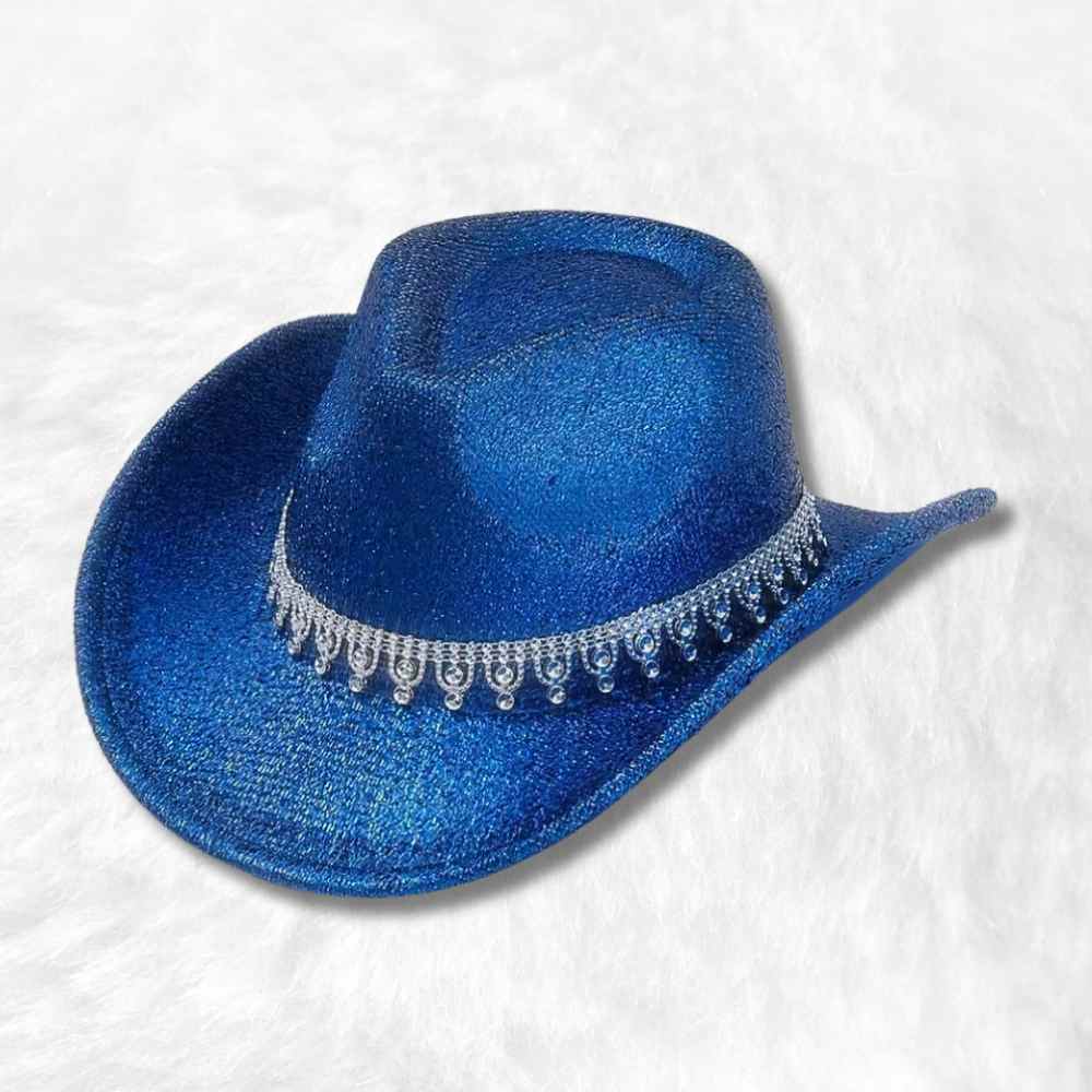 Deep Blue Sea - Chapeau de cowboy bleu marine naturel - Pierres bleu foncé et strass avec bandeau en coquillage - Tons plage océan - Boîte solide - France Deep Blue Sea - Chapeau de cowboy bleu marine naturel - Pierres bleu foncé et strass avec bandeau en coquillage - Tons plage océan - Boîte solide - France