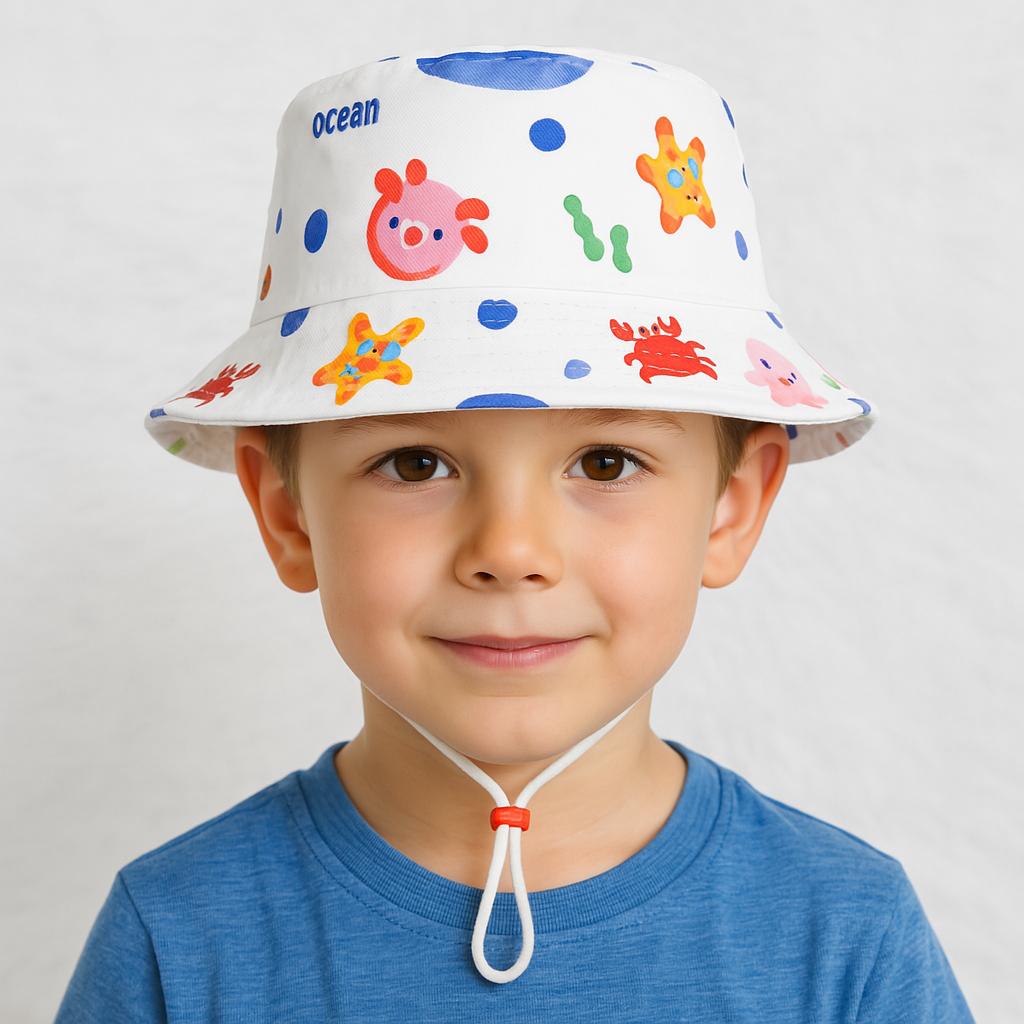 Un enfant porte le Bob Bébé ou Enfant Océan Blanc.