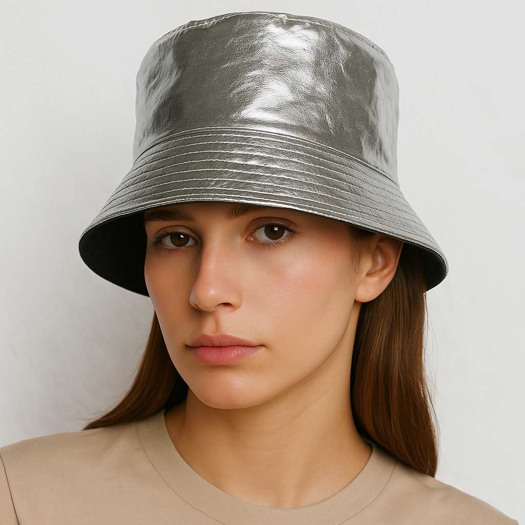 Une femme porte le Bob de Pluie Argenté 