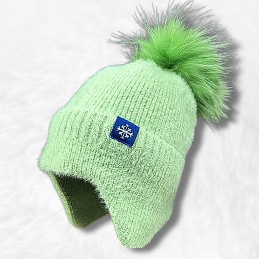 Bonnet Pompon en Laine Verte