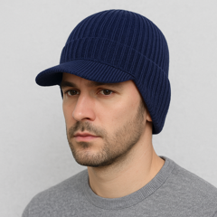 Un homme porte le Bonnet Casquette Bleu