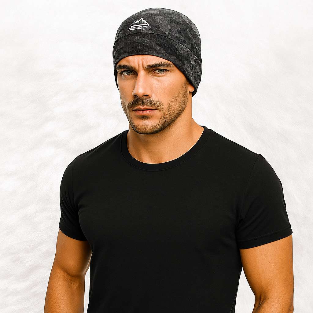 Un homme porte le Bonnet Sport Camouflage