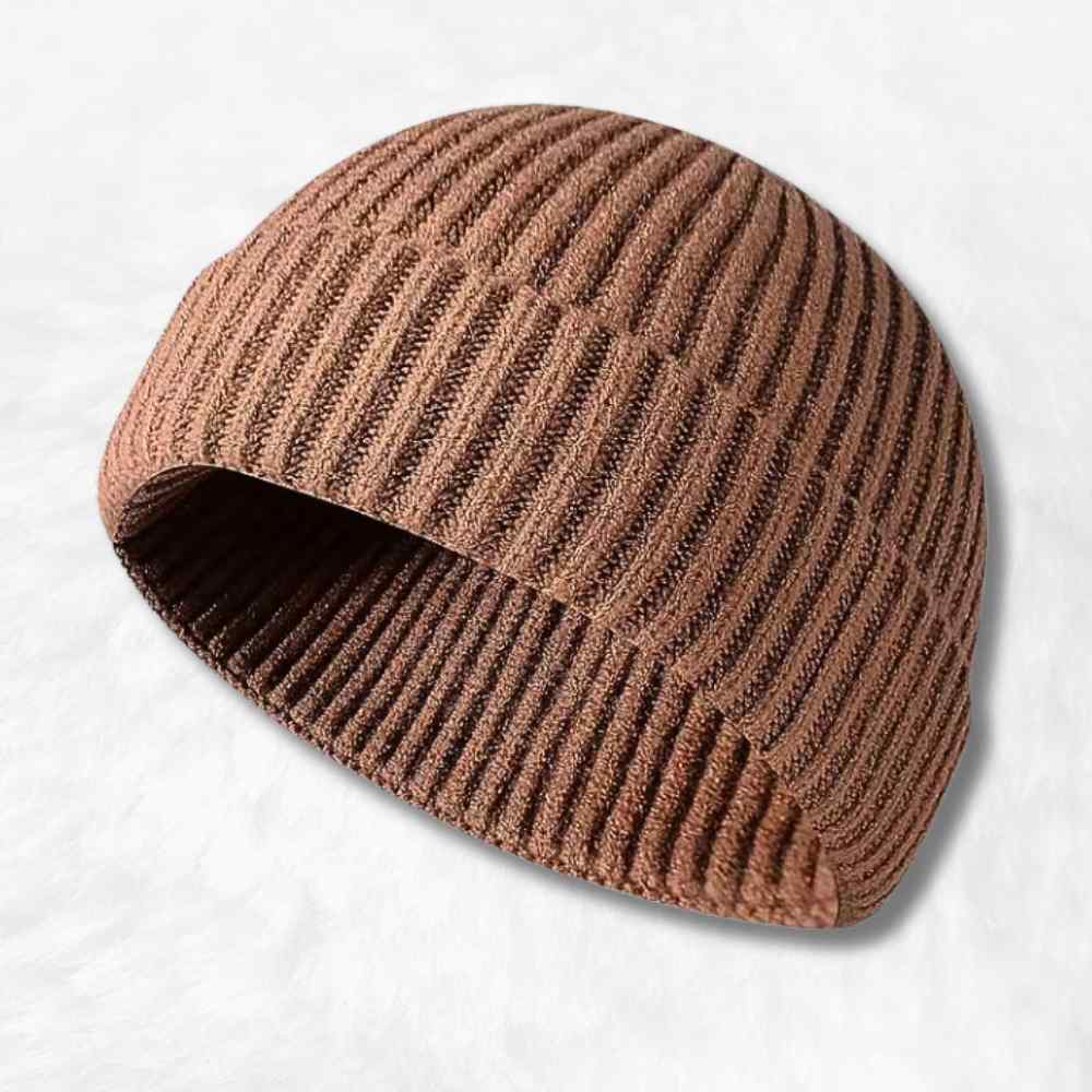 Bonnet Court Tricot marron