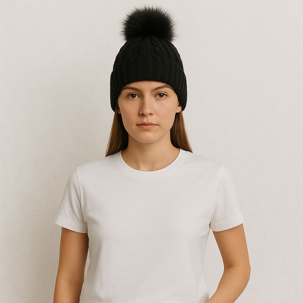 Une femme porte le Bonnet noir femme