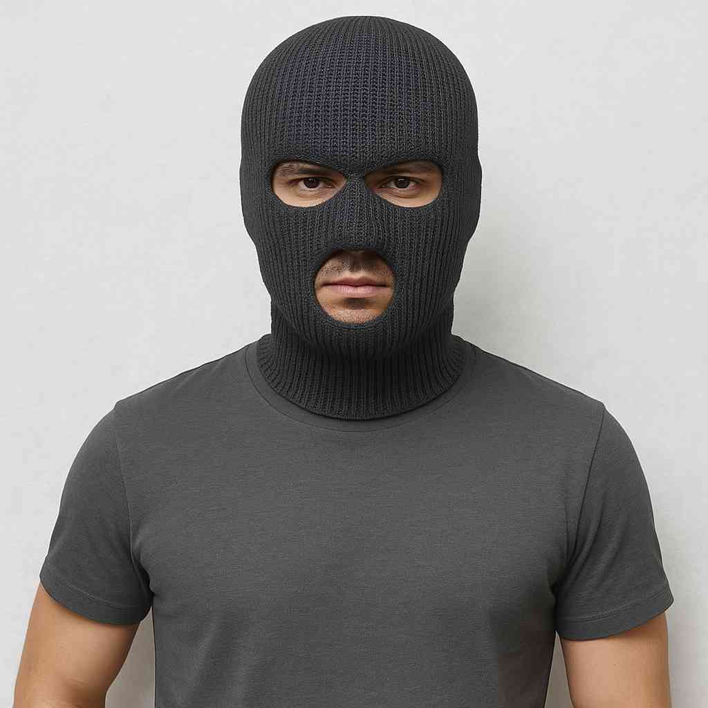 Un homme porte le Cagoule Homme 3 Trous Grise