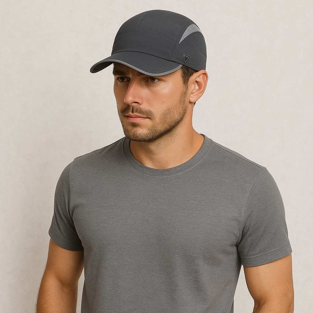 Un homme porte le Casquette Anti UV grise foncé