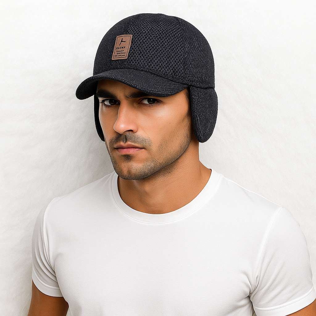 Un homme porte la Casquette Cache Oreille Noire