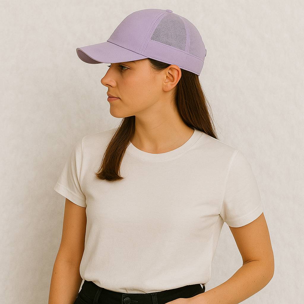 Une femme porte la Casquette Femme Anti uv​ grise porté par une femme