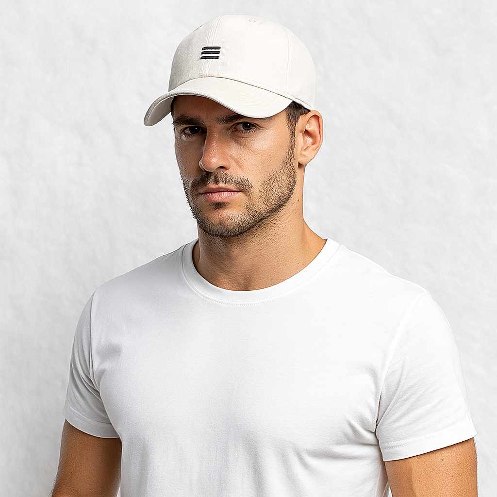 Un homme porte la Casquette Grosse Tête beige