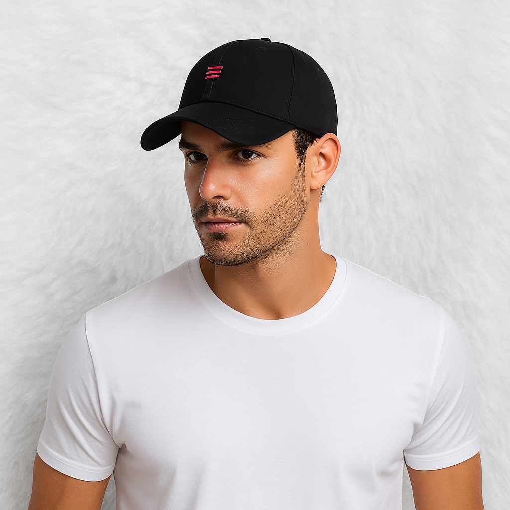 Un homme porte la Casquette Grosse Tête noir