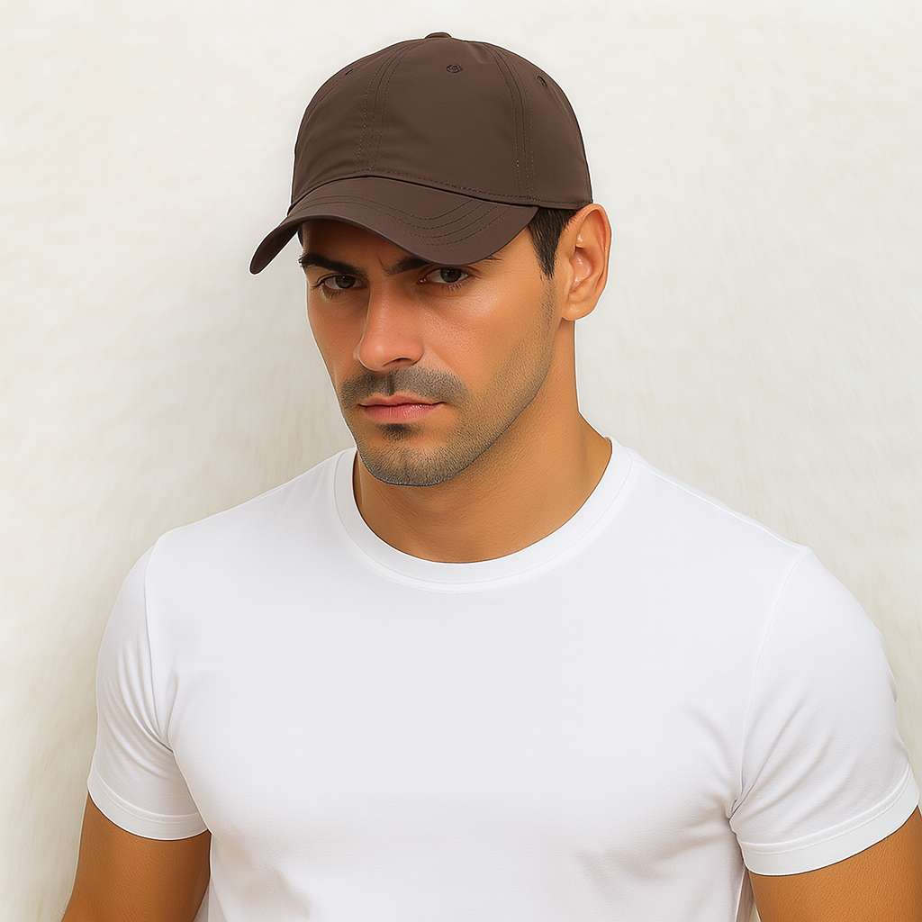 Un homme porte la Casquette Imperméable marron