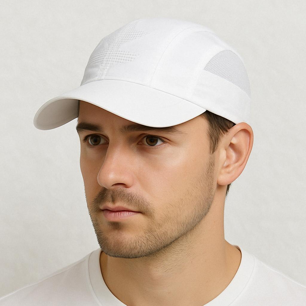 Un homme porte la Casquette Running Blanche
