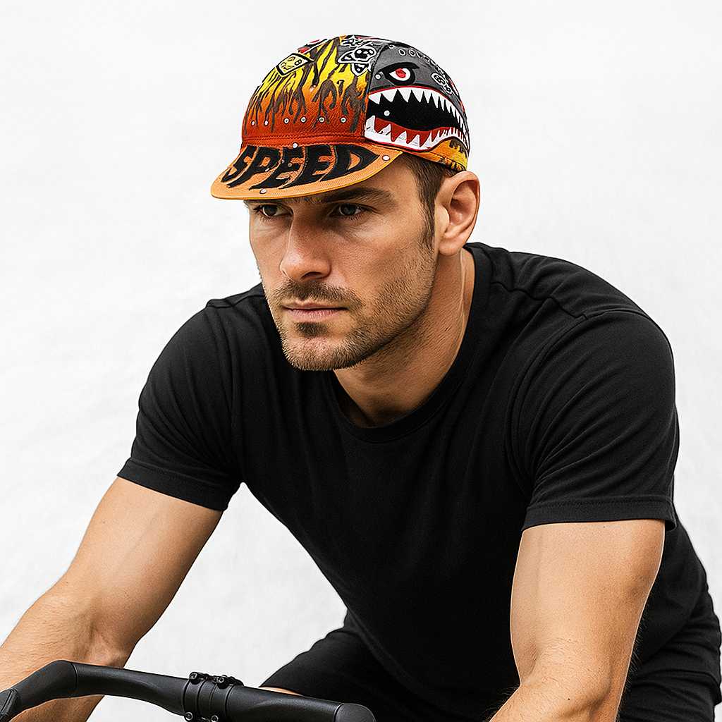 Un homme porte la Casquette Vélo Speed
