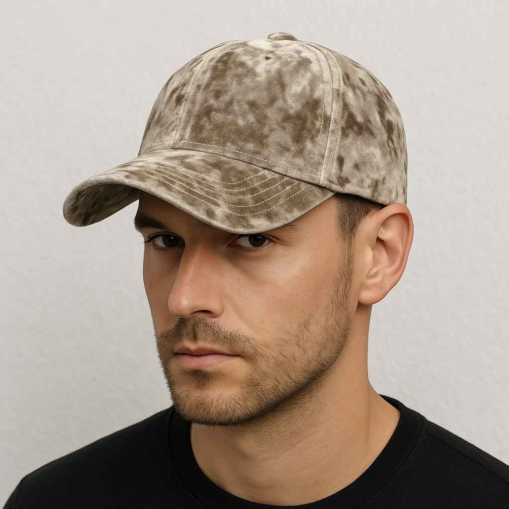 Un homme porte la Casquette Velours de Soie Argenté