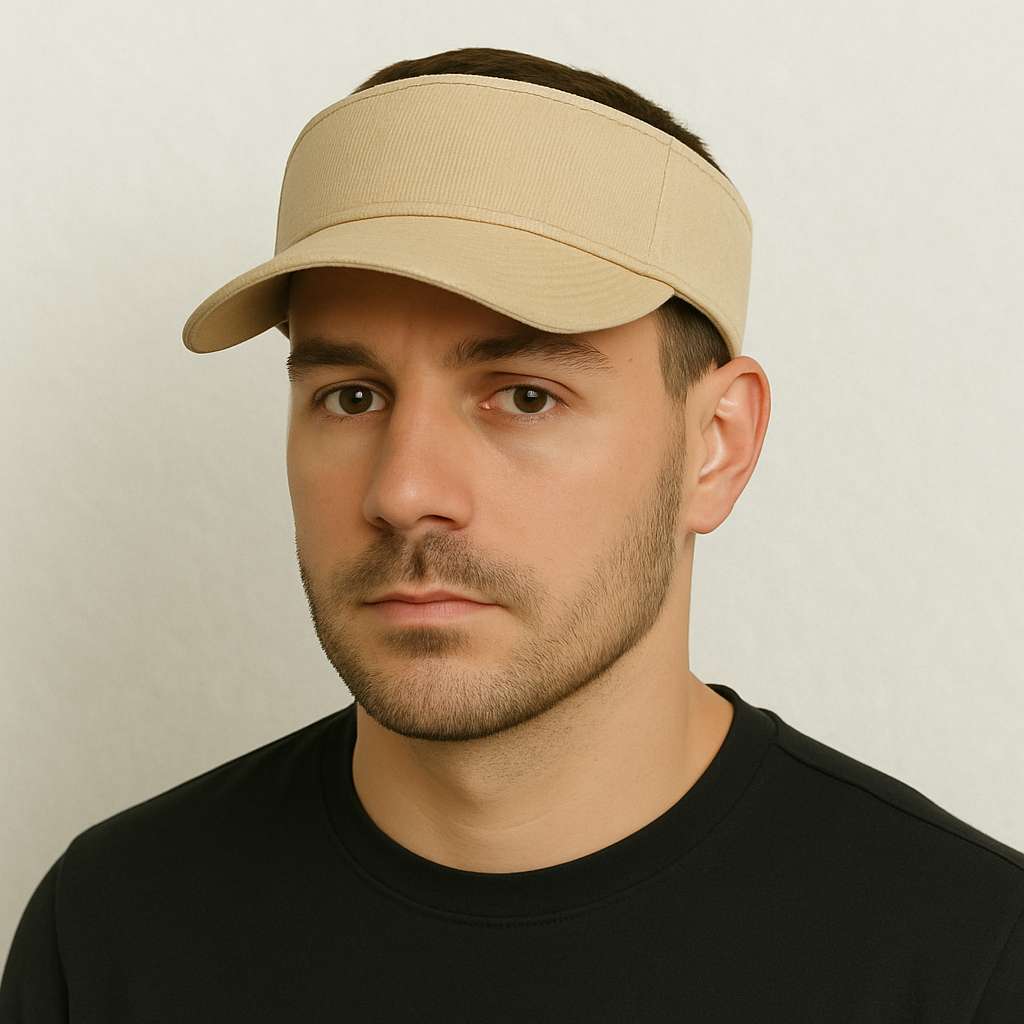 Un homme porte la Casquette Visière Beige