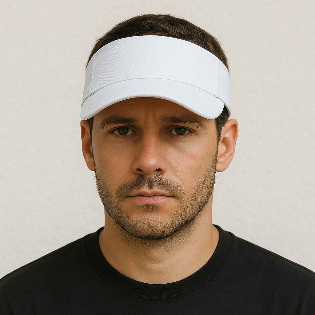 Un homme ^porte le Casquette Visière Blanche