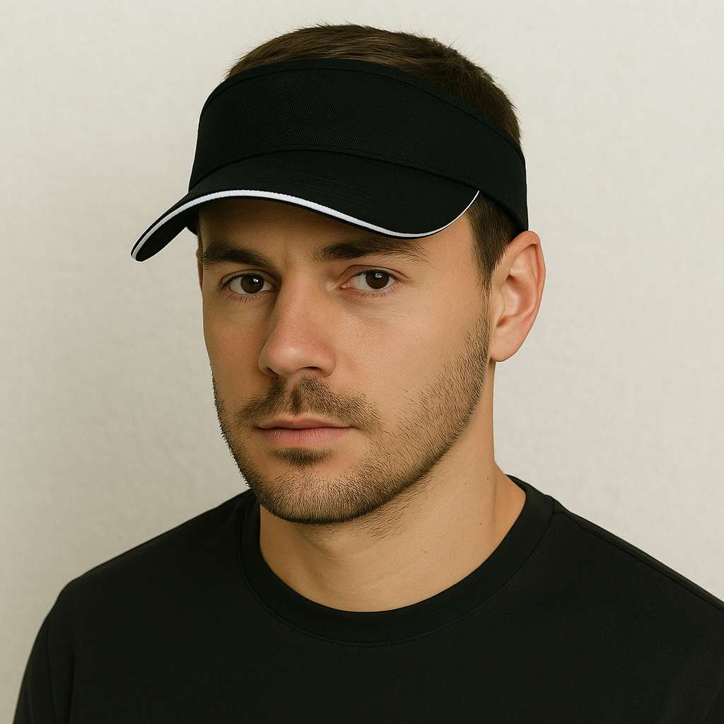 Un homme porte la Casquette Visière Golf Noir
