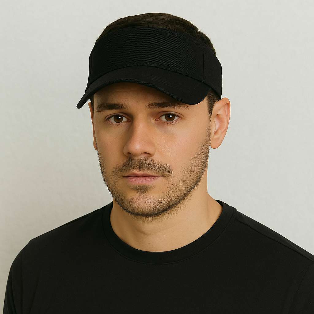 Un hmme porte la Casquette Visière Noir