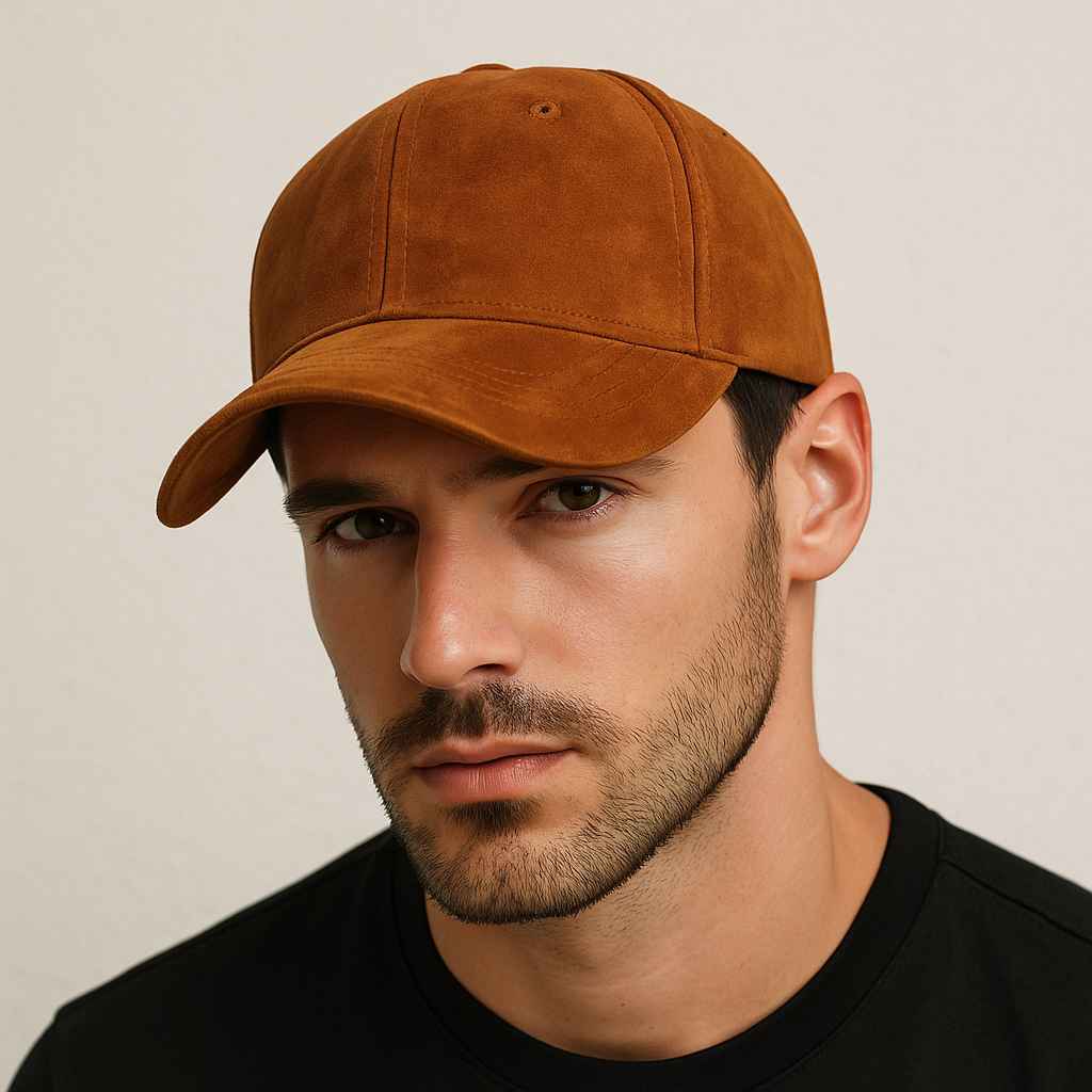 Un homme porte la Casquette Velours Marron