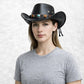 Un homme porte le Chapeau Cowboy Cuir noir Femme ​