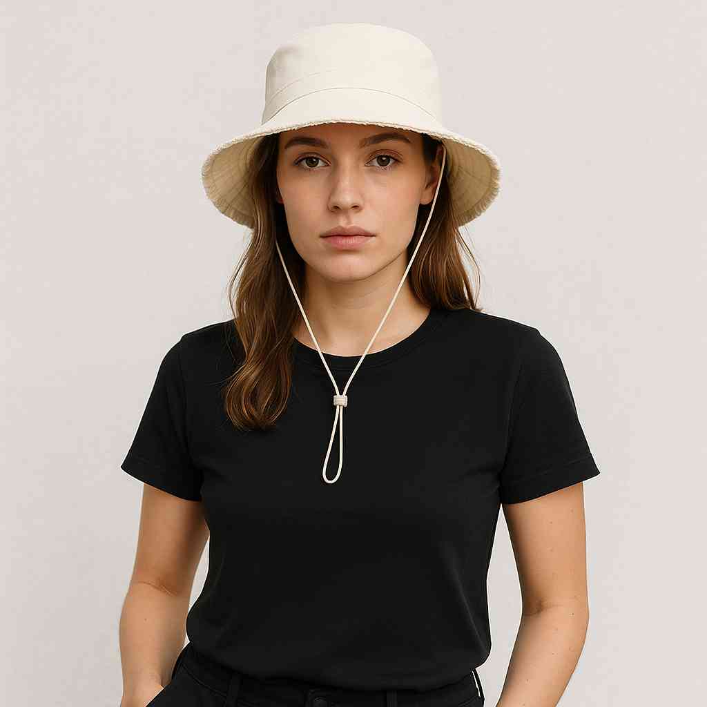 Une femme porte le Chapeau Femme Été Crème 